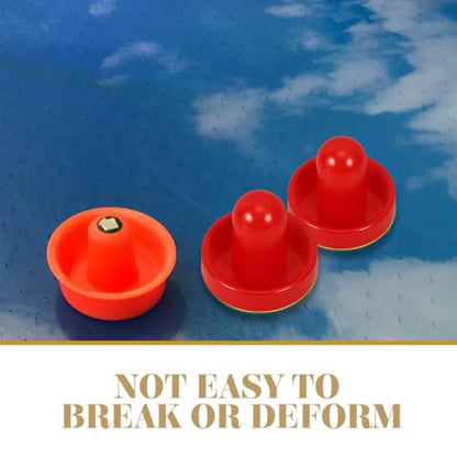 POPETPOP 1 Set Air Hockey Pushers and Pucks, Air Hockey Goal Handles Pushers, Goal Handles Paddles Replacement Accessories for Game Tables (2 Strikers, 4 Pucks)