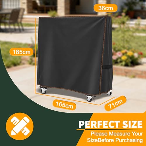 Universal Ping Pong Table Cover Outdoor Waterproof,All-Weather Protection Outdoor Table Tennis Cover with Drawstring,Fits Most Foldable Table Tennis Tables,65 x 28 x 73 Inches