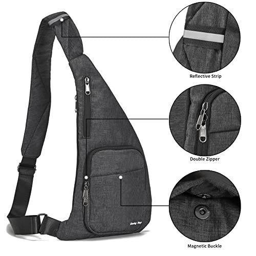 Seoky Rop Waterproof Sling Bag Crossbody Bag for Men Women Slim Hidden Anti-Thief Travel Personal Pocket Dark Grey - color: Dark Grey-2