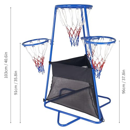 Garvee 4 Hoop Basketball Set for Toddlers, Indoor & Outdoor Play, Preschool Toy for Ages 3+, Includes 4 Basketballs and Air Pump, Fun Basketball Game for Kids