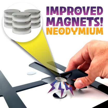 HMmagnets Powerful & Large Magnetic Tic Tac Toe Wall-Mount Game (New Version) - Strong Adhesive for Easy Mounting (Simple Installation) - Will Not Fall - Tic Tac Toe Wall Decor Game