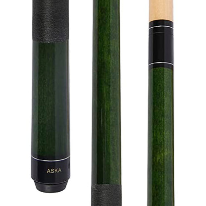 ASKA Short Kids Cue Stick, Canadian Hard Rock Maple, 13mm Hard Tip - color: 48-inches Green, Wrap (LEC48GRN)