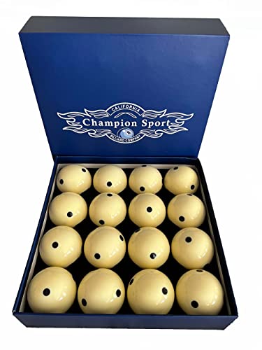 Champion 2-1/4" Billiard Practice Training Pool Cue Ball (6 dot, 16 Balls/Box, Purple, Black, Green, Blue, Red - size: Black six dot