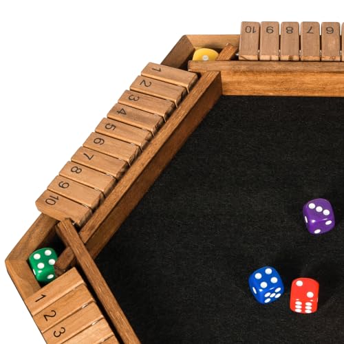 BIVOMON 1-6 Players Shut The Box Dice Game, Wooden Board Table Math Game for Kids Adult with 24 Dice, Close The Box Game for Family, Party, Christmas, Birthday