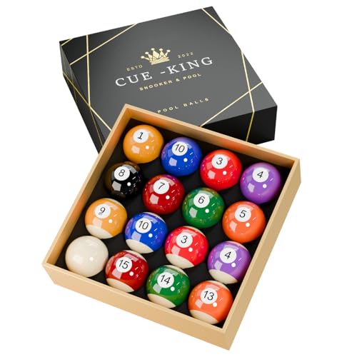 Cue-King Pool Balls, 2-1/4" Regulation Size, Billiard Ball Set | Grade AA, Premium