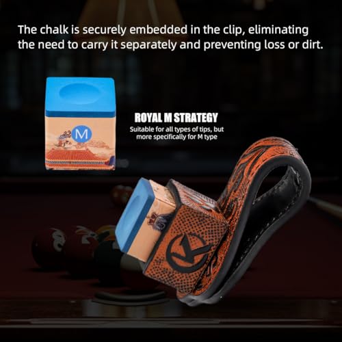 KONLLEN Leather Engraved Chalk Holder Magnetic Vegetable Tanned Leather Pool Cue Snooker Silent Billiard Accessories - color: 03VT Holder-Blue-Blue chalk