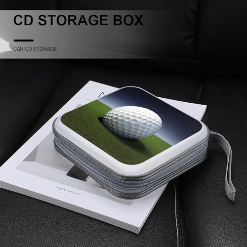 Golf Ball CD Case 40 Capacity DVD Case with Zipper Disc Storage Organizer Portable CD Holder Storage Hard Plastic DVD Wallet Holder Organizer for Home Car Travel