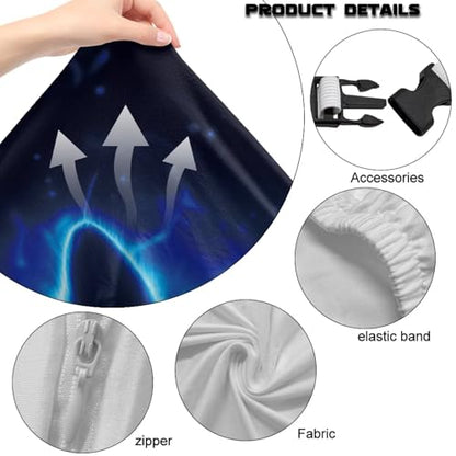 Blue Lightning Wolf Gaming Chair Cover with Armrest Covers Anti Cat Scratch Furniture Protector Universal Stretchable Fit High Back Spandex Rotating Boss Chair Slipcovers, 4Pc/Set - color: Blue Lightning Wolf