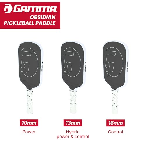 GAMMA RCF Obsidian Pickleball Paddle, Raw Carbon Fiber, 10mm, 13mm, and 16mm Options, Comfortable Molded Foam Handle, Sleak Design, Customizable Handle Weight System - style: Obsidian 10