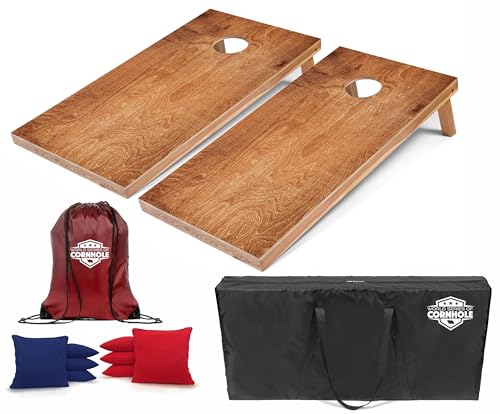 World Series of Cornhole Regulation Size Cornhole Boards - Lightweight & Durable All-Wood Construction | Backyard Bean Bag Toss Set | Outdoor Game for Tailgates & BBQs - color: Dark Wood Grain
