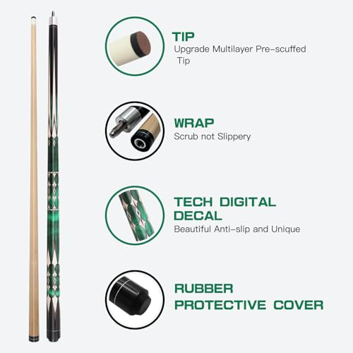 Carbon Fiber/Canadian Maple Pool Cue Stick 58" 20oz, Professional Billiard Stick with 3/8×8/5/16x18 Pin Joint & 13mm Tip, Pool Sticks for Adults Bar or House Use for Billiard Players - style: B88 Pool Cue with Case