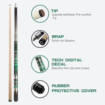Carbon Fiber/Canadian Maple Pool Cue Stick 58" 20oz, Professional Billiard Stick with 3/8×8/5/16x18 Pin Joint & 13mm Tip, Pool Sticks for Adults Bar or House Use for Billiard Players - style: B88 Pool Cue with Case
