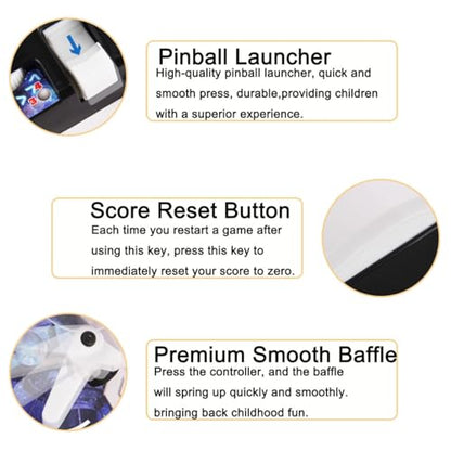 Pinball Machine Kit for Christmas, Tabletop Arcade Electronic Game, Desktop Mini Pinball Shooting Toy, Classic Retro Electronic Pinball Gifts for Boys Girls