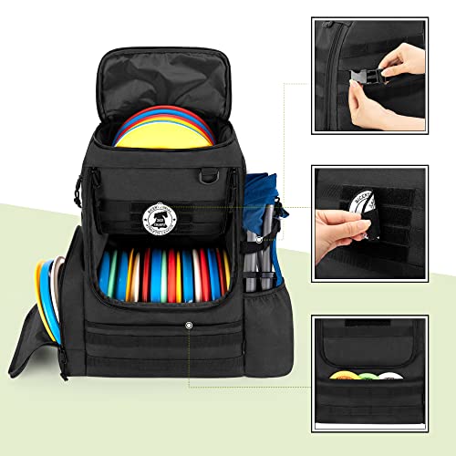 DSLEAF Disc Golf Bag with 24-26 Discs Capacity, Disc Golf Backpack with Two Sidewall Supports and Molle Webbing for Beginner, Hobbyist, Adults and Teenagers