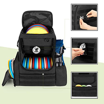 DSLEAF Disc Golf Bag with 24-26 Discs Capacity, Disc Golf Backpack with Two Sidewall Supports and Molle Webbing for Beginner, Hobbyist, Adults and Teenagers