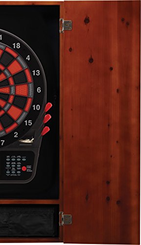 Viper Metropolitan Solid Wood Cabinet & Electronic Dartboard Play-Ready Bundle - color: Cinnamon, style: Premium Set