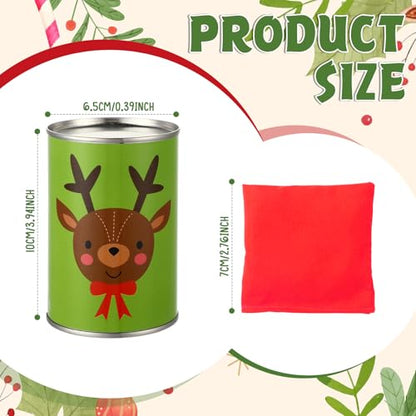 HyDren 13 Pcs Christmas Carnival Can Bean Bag Toss Games for Kids Adults Throwing Can Game for Birthday Family Festive Holiday Homeschooling Backyard Indoor Outdoor Supplies - style: Christmas