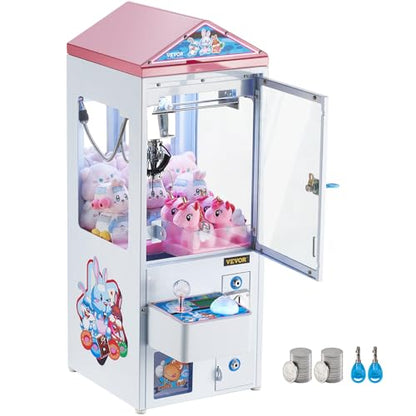 VEVOR Claw Machine, 0-3” Jaw Diameter 0-5” Jaw Lifting, Crane Prize Grabber Commercial Arcade Game Toys, Cool Fun Grab-and-Win Machine w/Light and Sound, Dispenser Vending Toy for Kids,Boys &Girls - color: White, style: Classic clip-on