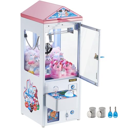 VEVOR Claw Machine, 0-3” Jaw Diameter 0-5” Jaw Lifting, Crane Prize Grabber Commercial Arcade Game Toys, Cool Fun Grab-and-Win Machine w/Light and Sound, Dispenser Vending Toy for Kids,Boys &Girls - color: White, style: Classic clip-on