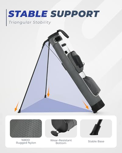 Golf Lightweight Stand Bag, Portable Golf Carry Bag with Insulated Cooler Pocket, Easy to Carry and Ideal for Driving Range, Pitch n Putt, Par 3, Executive Courses - color: Gray