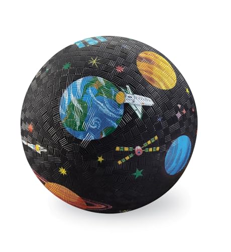 Crocodile Creek Playground Ball - Durable Rubber Ball for Kids Ages 3 and Up - Bouncy Inflatable Ball for Kickball, Indoor Games, and Outdoor Sports - PVC-Free - color: Space Exploration, size: 7 Inch