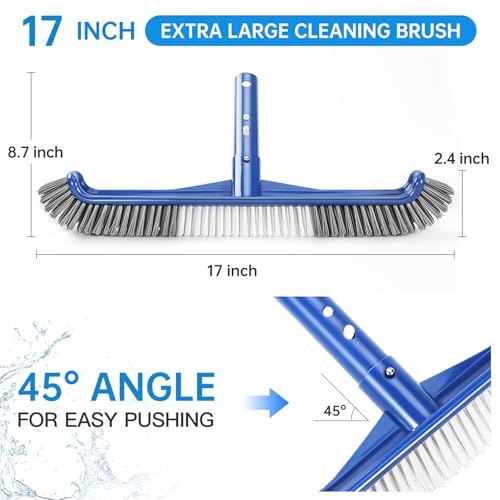 Pool Brush Head, Scrub Brush with Premium Nylon Bristles,Curved Ends High-Efficiency Pool Broom/Pool Brushes for Cleaning Inground/Above Ground,Swimming Pool, Walls, Bathtubs, Tiles & Floors(Blue) - color: Blue