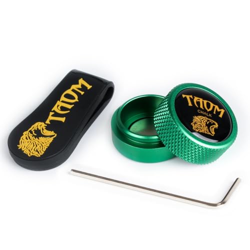 TAOM Pool Chalk Holder Round Shaped Practical Tool Billiards Accessories Magnetic Mini Chalk Tip Case Container Round Box Billiards - color: 2-Green with Silicone Clip