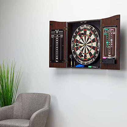 Viper by GLD Products Vault Deluxe Dartboard Cabinet with Shot King Sisal Dartboard and Illumiscore Scoreboard, Wood
