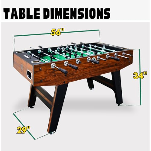 Freetime Fun Foosball Table 56" Pro Tournament Premium Table for Game Room, Easy Assembly Soccer Foosball Table Durable & Stylish with Quick Spin Handles