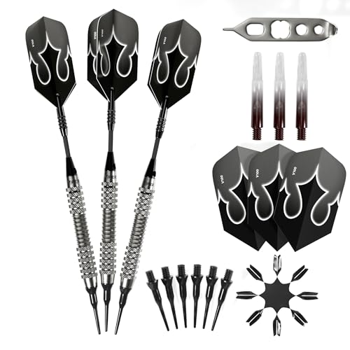 Viper Shot King Soft Tip Darts, 80% Tungsten 20 Grams, Professional Darts Plastic Tip Dart Set for Electronic Dartboard, Includes Nomad Case and Dart Accessories - color: Silver, size: 20 Grams