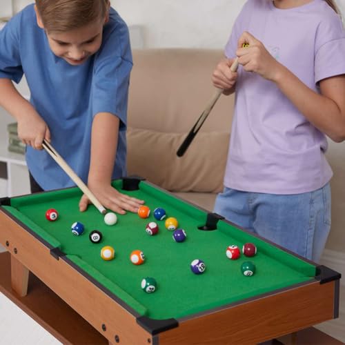 Joyzan Mini Pool Balls, Small Size Billiard Table Ball Set American Style Pool Cue Balls Complete 16 Professional Resin Full Toy kit Accessories 1.5in Replacement Family Game Sports Children Kids