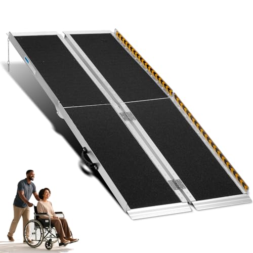 5 Feet Wheelchair Ramp for Home Steps, 29" W, 800LBS Capacity | Non-Skid Aluminum Handicap Folding Wheel Chair Ramps for Steps, Doorway, Homes, Threshold, Entry, Stairs - size: 5FT(Suitable height 5"-15")