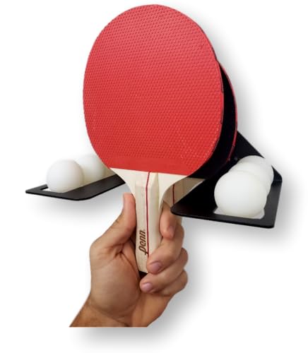 IRON AMERICAN Ping Pong Wall Rack, Made in USA - 1.375 Inch Slot for Balls and 3.25 Inch Slot for Paddles, Ping Pong Ball Holder Table Tennis, Hardware Included 2-Pack - style: 2-PACK