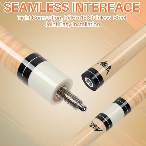 AKLOT Pool Cue Stick 58'', Canadian Maple Pro Billiard Cue &13mm Leather Tip, Anti-Slip Grip, 18/19/20/21oz Billiard Pool Stick for Adults/Beginner/Pro Player - color: Brown with Wrapped Grip