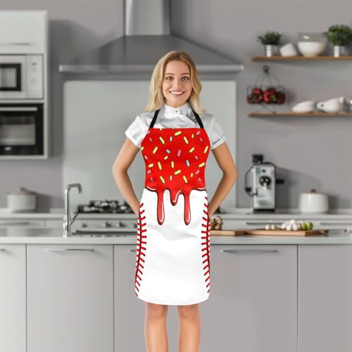 Castle Fairy Ice Cream Drip Baseball Kids Kitchen Apron - color: Red