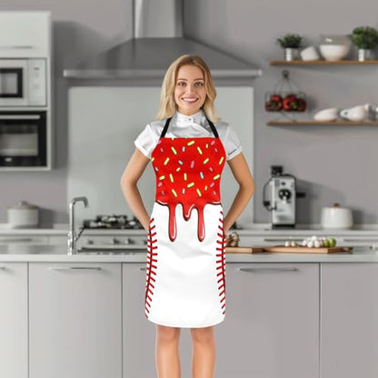 Castle Fairy Ice Cream Drip Baseball Kids Kitchen Apron - color: Red