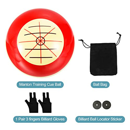 Professional Billiard Training Cue Ball Pool Cue Ball Practice Training Artifact with Billiard Gloves,Pool Ball Bag,Billiard Accessories Used in American Billiards Eight Balls