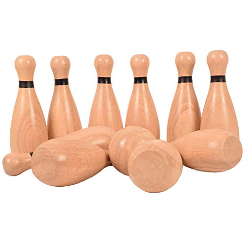Long game NI-ROU Outdoor Giant Lawn Bowling Games Rubber Wooden Lawn Set Fun Sports Games Outside or Indoor for Family Adults and Kids Backyard Skittles Carrying Bag with 10 Pins and 2 Balls - size: Large