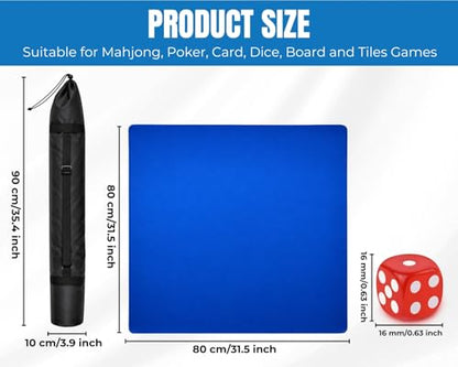 31.5in Mahjong Table Mat with Carrying Bag, Foldable Non Slip and Noise Reduction Rubber Gaming Mat, Board Game Mat for Mahjong, Poker, Card Games