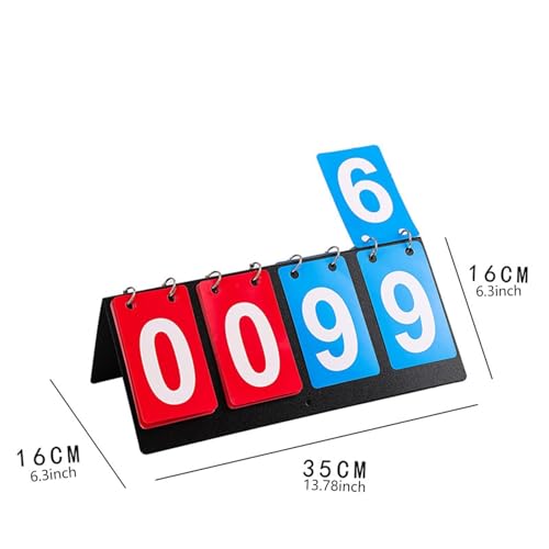 kowaku Sports Scoreboard 4 Digits Scorekeeper Tabletop Score Flipper Flip Number Score Board for Football Tennis Baseball Volleyball