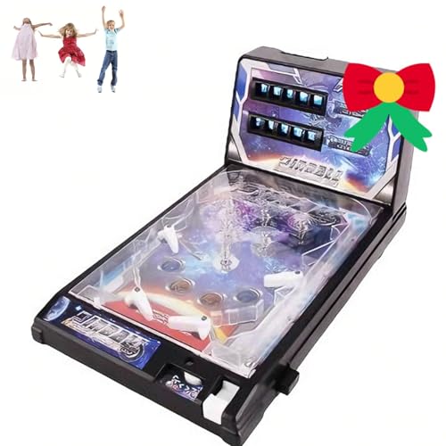 Mini Pinball Machine for Adults, Electronic Pinball Machine Gifts, Retro Tabletop Arcade Pinball Shooting Toy, Christmas Kids Pinball Machine with Lights