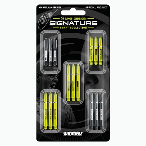 Winmau - Dart Stems Collection - Dart Shafts Multipack 5 Sets Per Pack (15 in Total) - Professional Darts Accessories and Sizes - Suitable for Steel Tip and Soft tip - style: MvG Signature