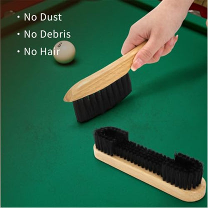 Covzoe 6 Piece Pool Table and Rail Brush Set, Billiard Felt Cleaner Kit with 2 Wooden Brushes, Cue Cleaning Cloth, Sticky Lint Roller and 2 Ferrule Polish Cloth for Cue Table Accessories