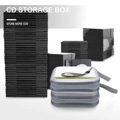 Golf Club DVD Case, 40 Capacity CD Case Holder with Zippers, Portable CD Holder Hard Plastic Disc Cases Personalized DVD Wallet Organizer for Car Home Travel