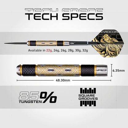 RED DRAGON Golden Eyes Professional Steel Tip Darts Set - 85% Tungsten Darts with Aluminum Shafts & Flights - Available in Weights from 22g to 32g - size: 22G