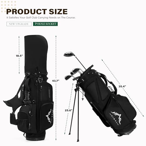 uniHimal Lightweight 7-Way Golf Stand Bag for Men & Women | Carry Bag, Multiple Pockets, Dual Straps - color: black