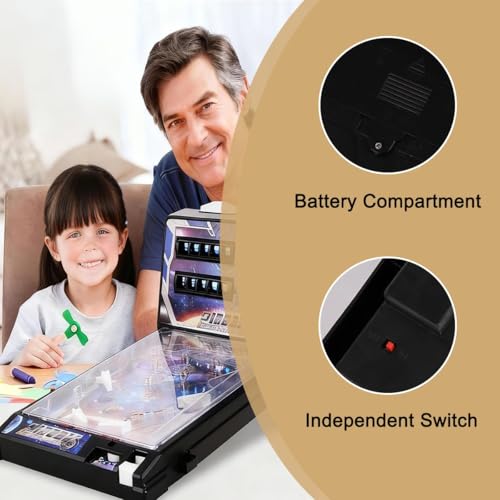 Arcade Electronic Pinball Machine for Home, Desktop Ball Shooting Toy with Lights Sounds and Scorer, Retro Mini Pinball Machine Gifts, Tabletop Pinball Kit for Kids