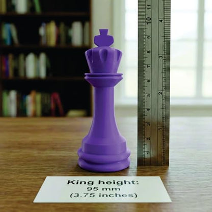 Staunton Chess Pieces Half Set, 17 Purple Pieces, 3.75" King | Made in USA - color: Purple