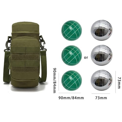 Bocce Ball Bag for 90mm 84mm 73mm 3 Bocce Game,Multifunctional, Zip Design, Powerful. Size: 27 x 12 x 12 cm、 - color: green