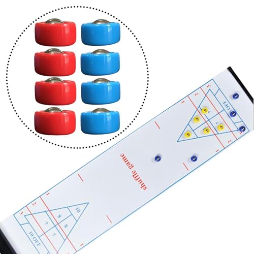 SM SunniMix 8 Pieces Shuffleboard Pucks Tabletop Mini Rollers Replacement Set Indoor Game Equipment PP Material Smooth Edge Portable Suitable for Family